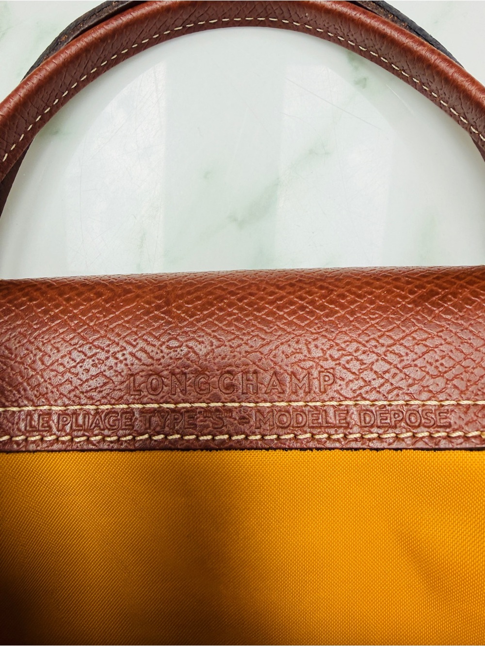 Longchamp Le Pliage Original Small Top Handle Bag - Mustard / Soleil Yellow - Picture 7 of 15